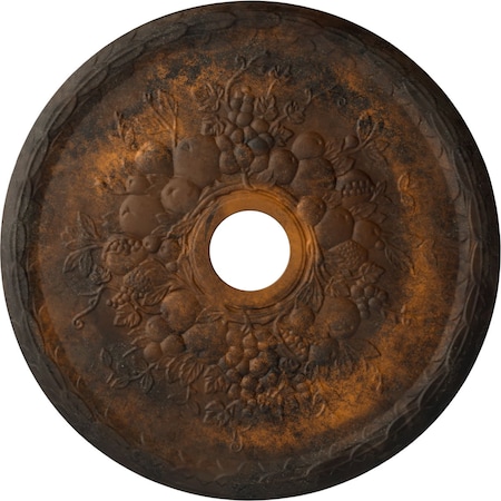 Ekena Millwork Grape Ceiling Medallion (Fits Canopies up to 3 5/8"), Hnd-Painted Rust, 22 5/8"OD x 3 5/8"ID x 5/8"P CM22GRRUS